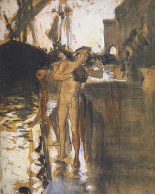 John Singer Sargent Two Nude Bathers Standing on a Wharf (mk18) France oil painting art